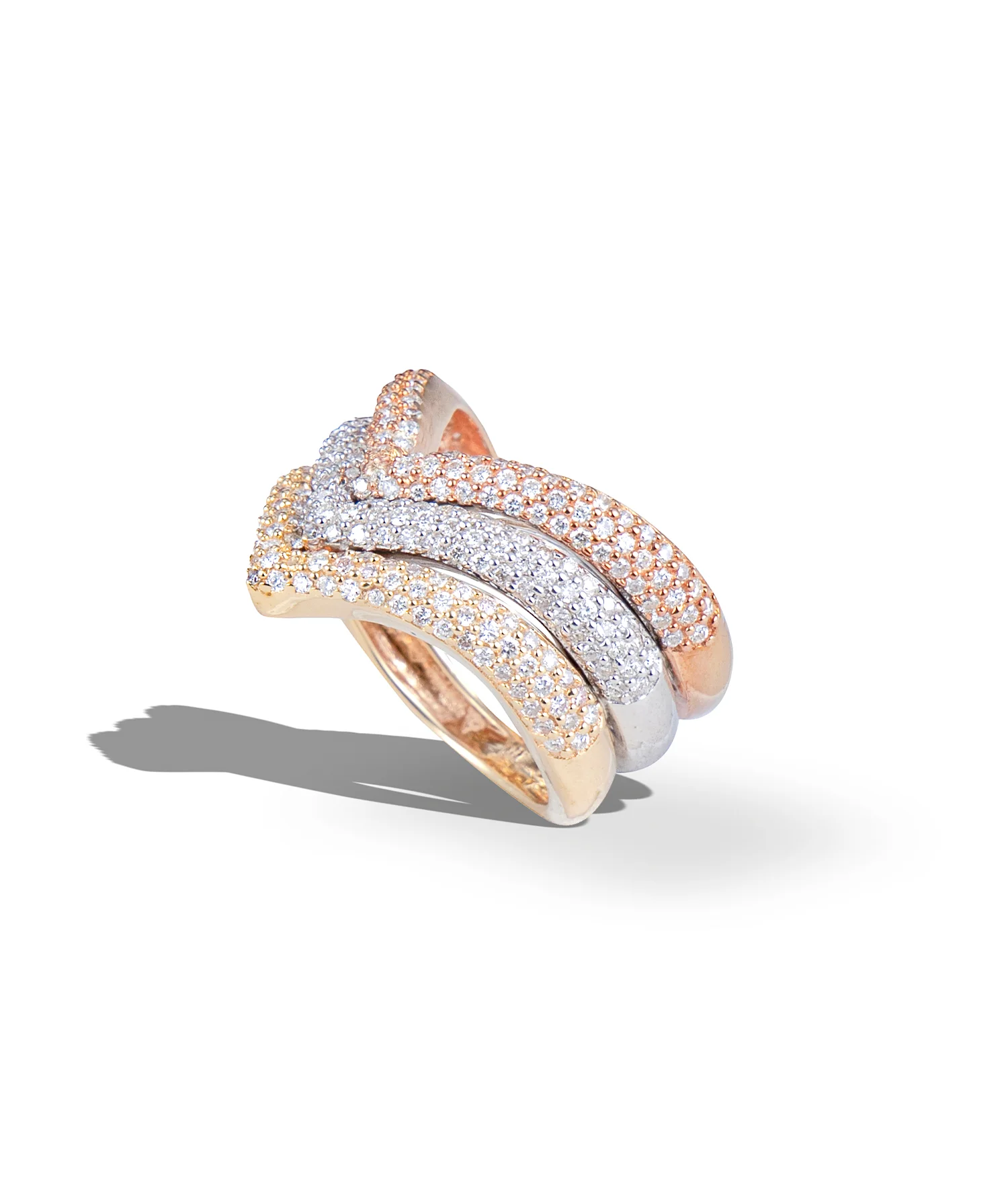 La DiaMantés  | Tricolor Diamond Weave Ring
